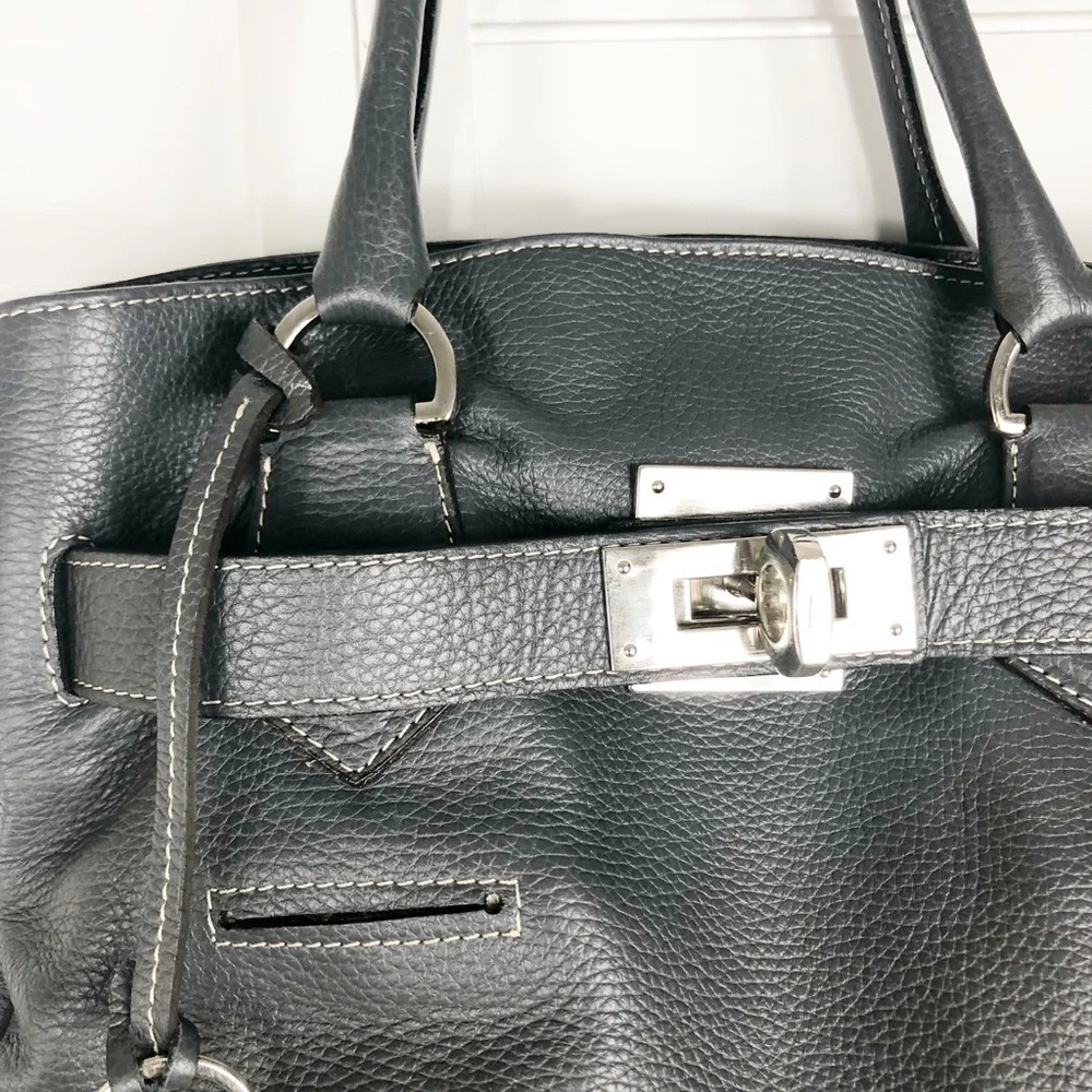 Luxury LAURENT EFFEL GREY LEATHER SATCHEL (FRANCE)